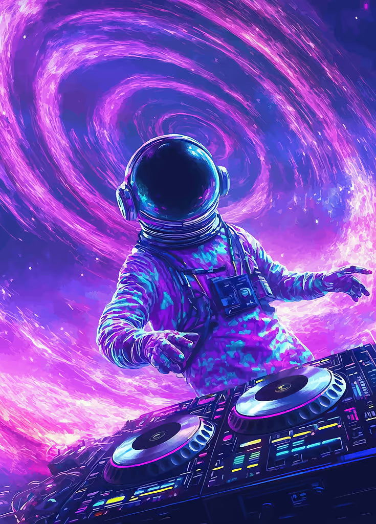 Astronaut DJ metal poster artwork